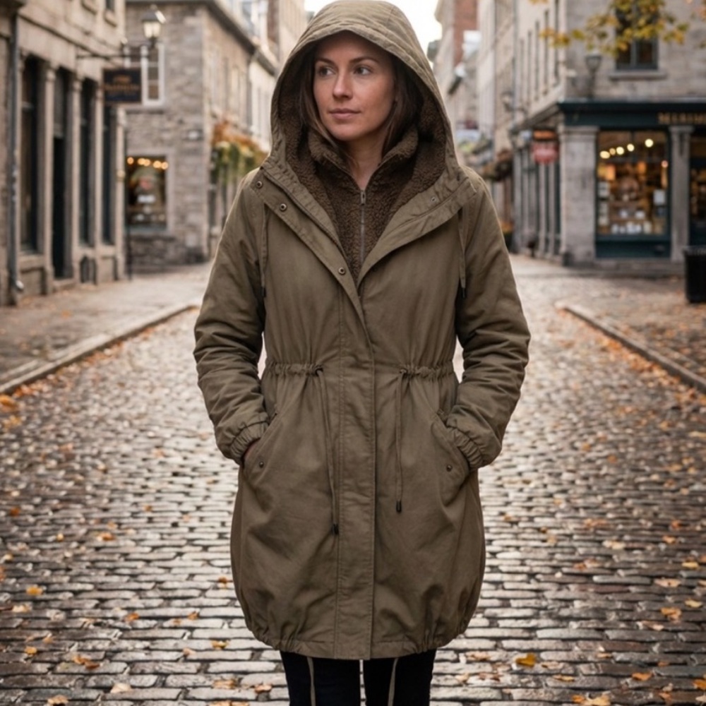 Laundry by Shelli Segal Trench Coat Style Jacket Size Medium in Olive Green